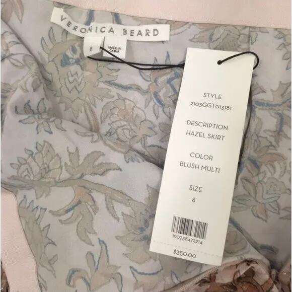 Veronica Beard Silk Midi Skirt Hazel Metallic Floral Asymmetrical Ruffle - Picture 8 of 11